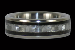 Titanium Ring with White Carbon Fiber and Black Wood - Hawaii Titanium Rings
 - 1