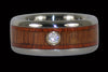 Diamond in Wood Titanium Ring Set for Men and Women - Hawaii Titanium Rings
 - 3
