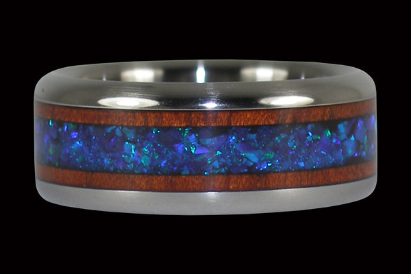 Bloodwood and Black Lab Opal Titanium Ring