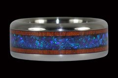 Bloodwood and Black Lab Opal Titanium Ring - Hawaii Titanium Rings
