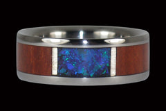 Bloodwood with Black Opal Titanium Ring Band - Hawaii Titanium Rings
 - 1
