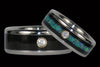 Diamond Opal and Black Wood Titanium Ring Set - Hawaii Titanium Rings
 - 1
