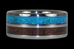 Fire Koa Titanium Ring with Red Lab Opal - Hawaii Titanium Rings
 - 1