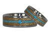 Blue Diamond Mango Wood Turquoise Rings - Hawaii Titanium Rings
 - 4