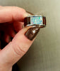 Thin Fire and Ice Opal with Koa Wood Ring - Hawaii Titanium Rings
 - 2