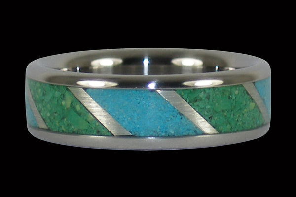 Blue and Green Turquoise Titanium Ring