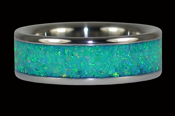 Blue Kiwi Opal Titanium Ring