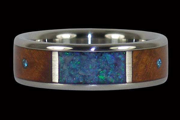 Australian Opal and Blue Diamond Hawaii Titanium Ring®