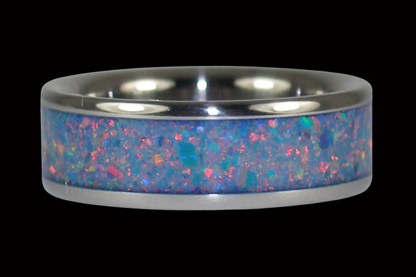 Blue Marine Opal Titanium Ring