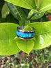 Blue Opal and Blackwood Titanium Ring