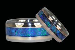 Black Opal and Gold Titanium Ring Bands - Hawaii Titanium Rings
 - 1