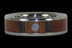 Hawaiian Koa Wood and Opal Titanium Ring - Hawaii Titanium Rings
