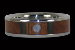 Hawaiian Koa Wood and Opal Titanium Ring - Hawaii Titanium Rings
