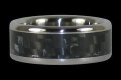 Black Carbon Fiber Titanium Ring Band - Hawaii Titanium Rings
 - 1
