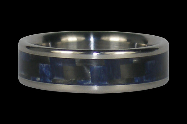 Blue Carbon Fiber Titanium Ring Band