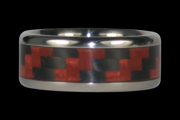 Red Orange Carbon Fiber Titanium Ring Band