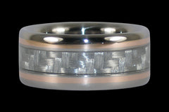 White Carbon Fiber with Rose Gold Titanium Ring - Hawaii Titanium Rings
 - 1