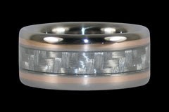 White Carbon Fiber with Rose Gold Titanium Ring - Hawaii Titanium Rings
 - 1