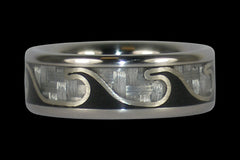 Titanium Ring featuring Black Stone Waves and White Carbon Fiber - Hawaii Titanium Rings
 - 1