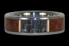 Amboyna Wood and Black Carbon Fiber Titanium Ring | Amboyna Wood Rings