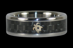Black Carbon Fiber Turtle Titanium Ring - Hawaii Titanium Rings
 - 1
