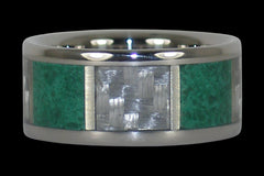 Malachite and White Carbon Fiber Titanium Ring - Hawaii Titanium Rings
