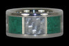 Malachite and White Carbon Fiber Titanium Ring - Hawaii Titanium Rings
