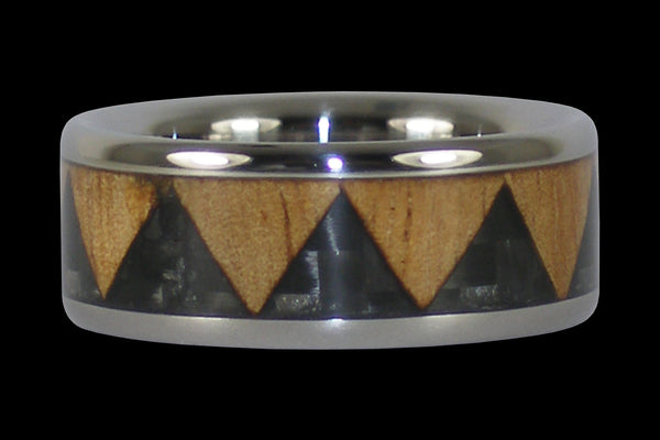 Black Carbon Fiber Tribal Drum Titanium Ring