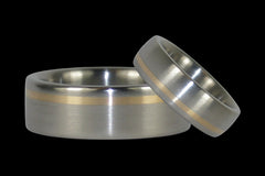 Hawaii Titanium Rings® 14k Gold Inlay Matching Set