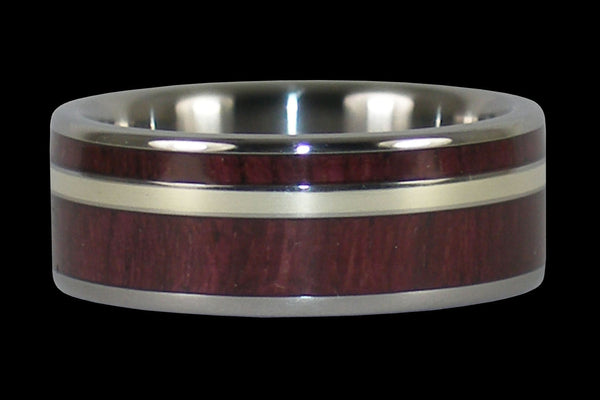 Purple Heart Wood and Gold Titanium Rings