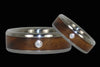 Diamond Titanium Wedding Band with Curly Koa - Hawaii Titanium Rings
 - 2