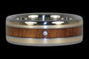 Diamond and Koa Wood Titanium Ring with Gold Inlay - Hawaii Titanium Rings
 - 1