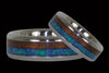 Blue Opal and Dark Koa Wood Ring - Hawaii Titanium Rings
 - 3