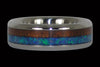 Blue Opal and Dark Koa Wood Ring - Hawaii Titanium Rings
 - 1