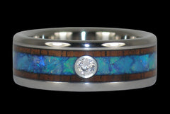 Diamond Opal Titanium Ring Band - Hawaii Titanium Rings
 - 1