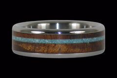 Turquoise and Koa Wood Titanium Ring - Hawaii Titanium Rings
 - 1