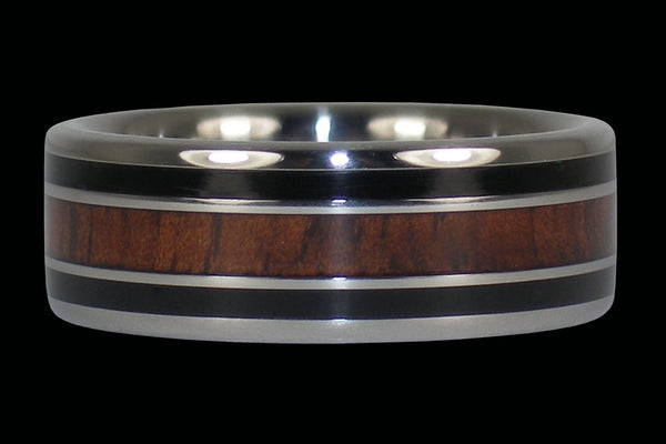 Dark Koa and Black Jet Hawaii Titanium Ring®