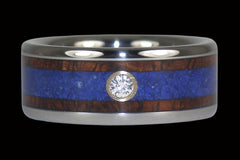 Koa and Lapis Diamond Titanium Ring - Hawaii Titanium Rings
 - 1