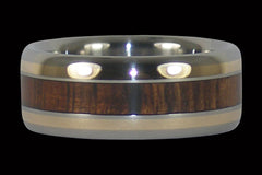 Titanium Ring with Koa Wood and Gold - Hawaii Titanium Rings
 - 1