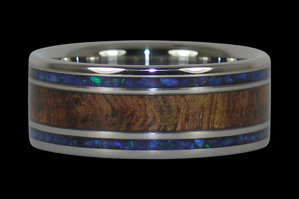 Wide Opal and Koa Wood Hawaii Titanium Ring®