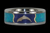 Gold Dolphin Blue Gemstone Ring - Hawaii Titanium Rings
