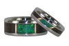Green Lab Opal and Dark Wood Titanium Rings - Hawaii Titanium Rings
 - 4