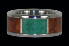 Malachite and Amboina Titanium Ring Band - Hawaii Titanium Rings
