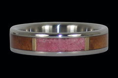 Ruby and Koa Wood Inlay Titanium Ring - Hawaii Titanium Rings
 - 1
