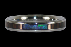 Blue Opal Stack Titanium Rings - Hawaii Titanium Rings
