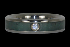 Emerald and Diamond Titanium Ring - Hawaii Titanium Rings
