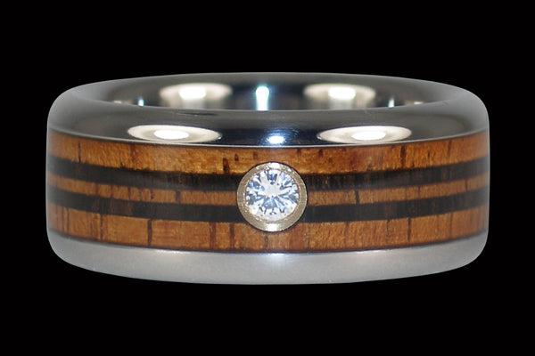 Diamond Hawaii Titanium Ring® with Wood Longboard Design