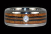 Diamond Titanium Ring with Wood Longboard Design - Hawaii Titanium Rings
 - 1
