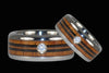 Diamond Titanium Ring with Wood Longboard Design - Hawaii Titanium Rings
 - 2