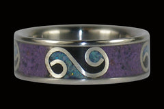Silver Swirl Purple Sugilite Onyx and Opal Titanium Ring - Hawaii Titanium Rings
